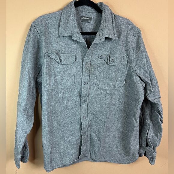 Eddie Bauer Men’s Size Large Gray Collared Long Sleeve Button Down Casual Shirt - Picture 1 of 7